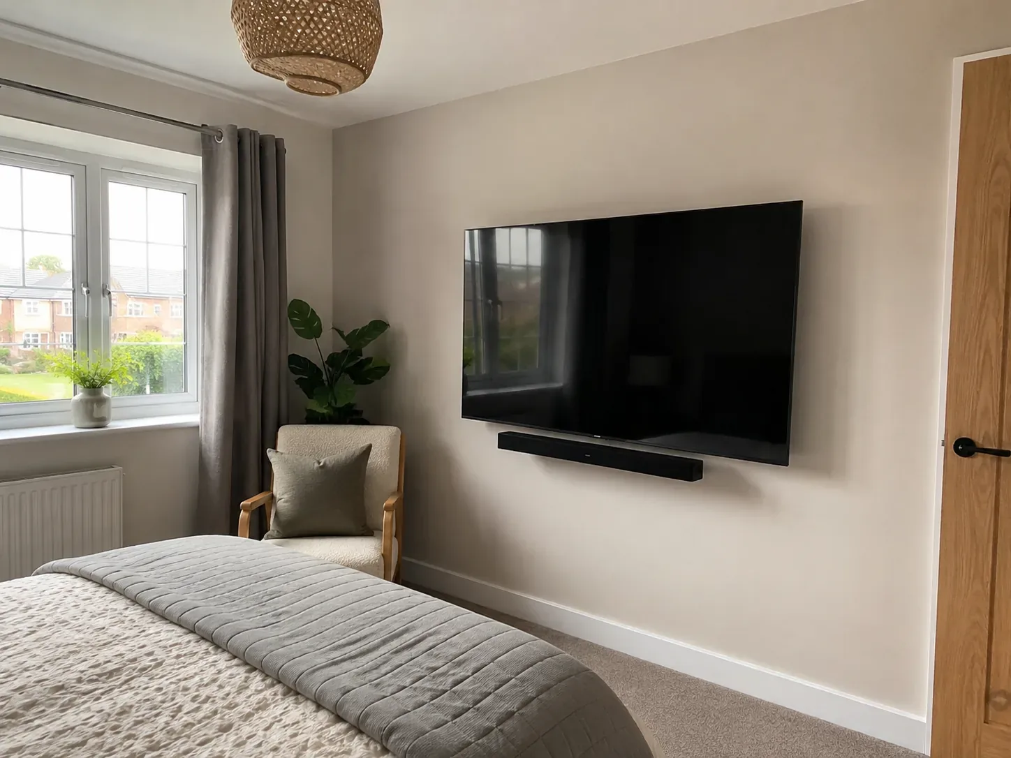 Bedroom TV wall mounting installation